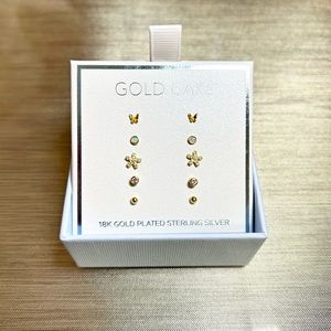 BRAND NEW 5 pairs of Gold Cake gold toned stud earrings ✨✨✨ Box included ❤️❤️❤️